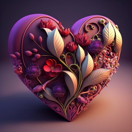 romantic valentine's day card, heart and love decorの写真素材