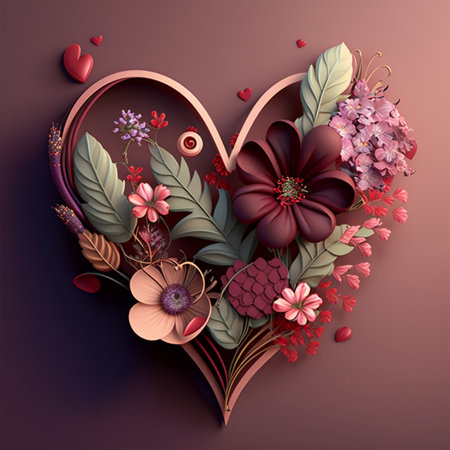 romantic valentine's day card, heart and love decorの写真素材