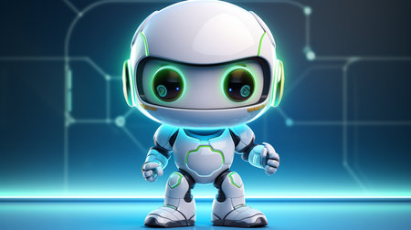 cute cartoon robot android, ai generatedの素材