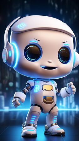 cute cartoon robot android, ai generatedの素材