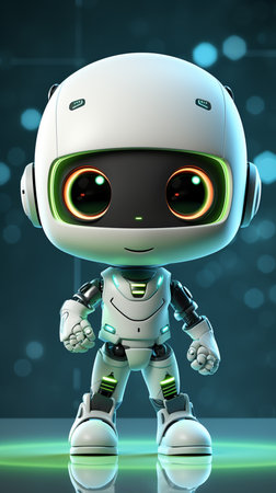 cute cartoon robot android, ai generatedの素材
