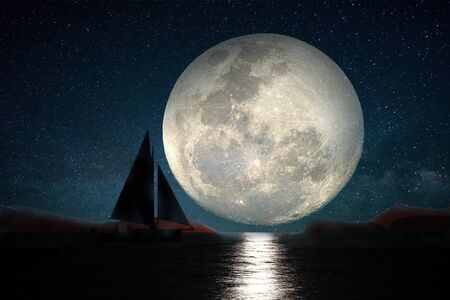 moon and nightの写真素材