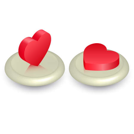 Set of icons heart on the button.Love theme.Internet concept.Isometry.3D.Vector illustration in a flat style.のイラスト素材