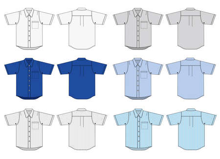 Button shirts illustration and color variationsのイラスト素材