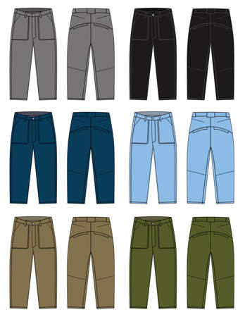 Denim pants illustration and color variationsのイラスト素材