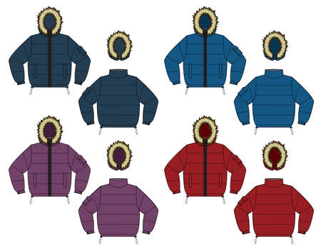 Illustration of down jacket and color variations.のイラスト素材
