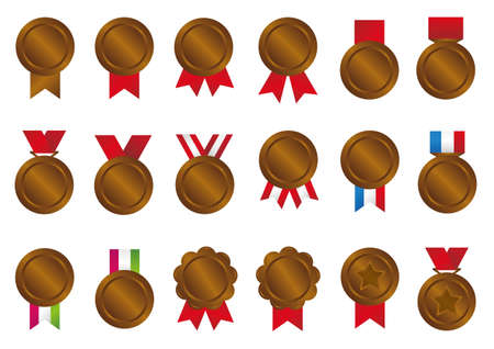 Bronze medal icon (3rd place) illustration setのイラスト素材