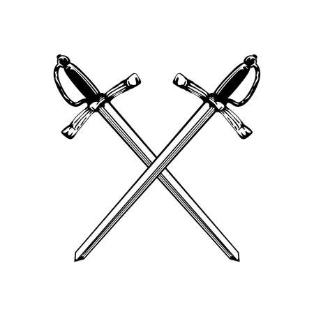 Crossed swords illustration.のイラスト素材