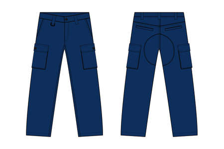 Illustration of men's denim pantsin front and back view illustration.のイラスト素材