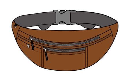 Illustration of belt bag in brownのイラスト素材