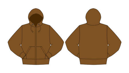 Illustration of hoodie (hooded sweatshirt / front zipper) / brownのイラスト素材