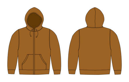 Illustration of hoodie (hooded sweatshirt), zip up parka / brownのイラスト素材