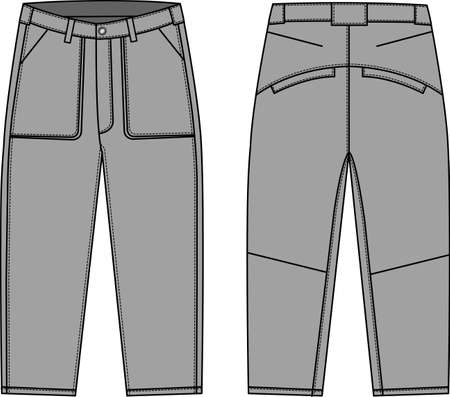 Denim pants illustration in front and back view illustration.のイラスト素材