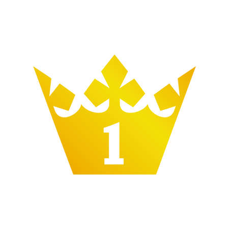 Gold crown icon on white background, vector illustration.のイラスト素材