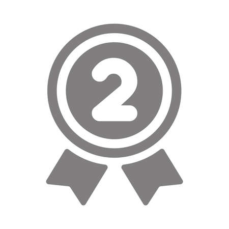 Ranking medal icon illustration. 2nd place (silver).のイラスト素材