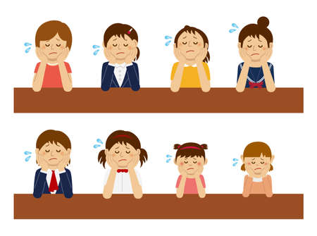 Set of thinking or troubled women illustration.のイラスト素材