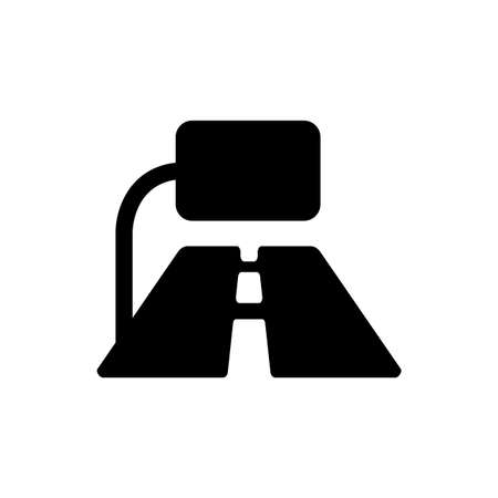 Silhouette of a road with traffic signage illustration.のイラスト素材