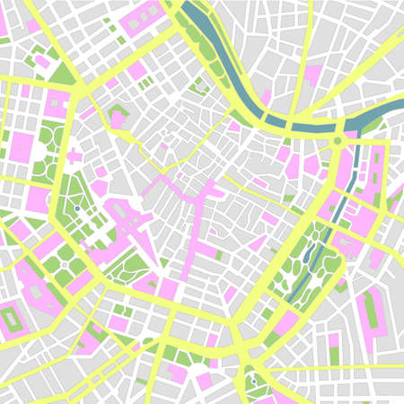 Central Vienna (wien) city map illustration (No text).のイラスト素材