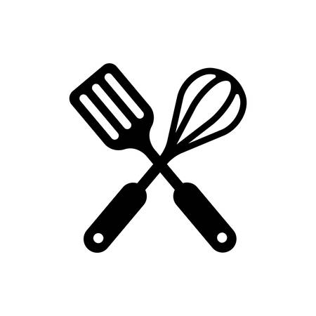 kitchen utensils icon (spatula and whisk) /crossedのイラスト素材