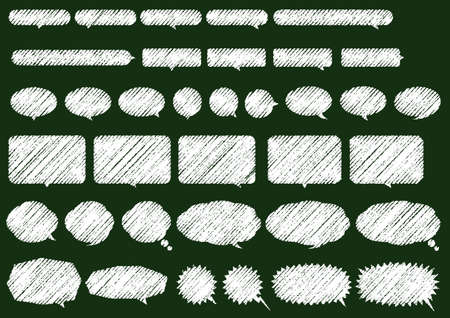 chalk drawing bubble set (speech bubble, scream bubble)のイラスト素材