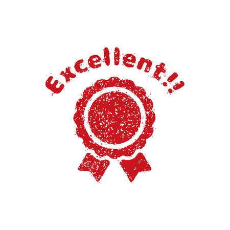 rubber stamp icon (for teachers using at school) and Excellent!のイラスト素材