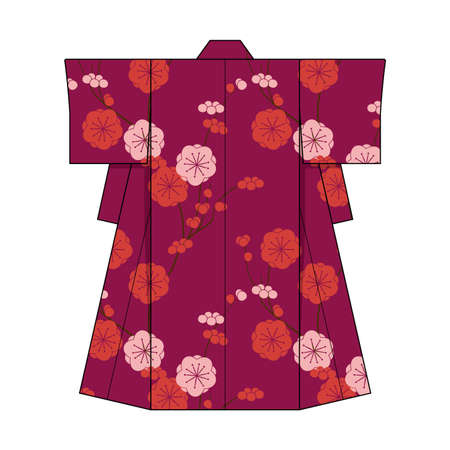 Japanese kimono template illustration (ume pattern)のイラスト素材