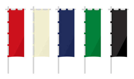 Japanese vertical flag (banner) illustration setのイラスト素材