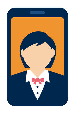 Smartphone Video Call vector illustration (female/student)のイラスト素材