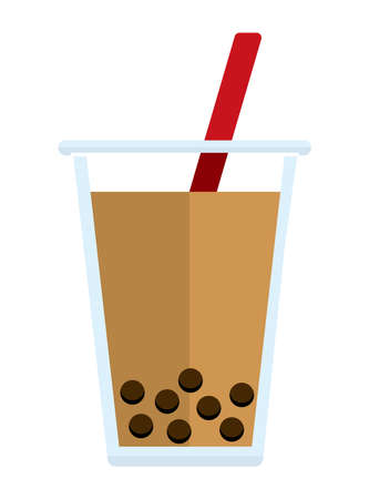 Bubble Tea (tapioca milk tea) vector illustrationのイラスト素材