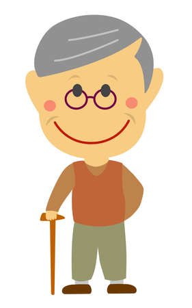 Cartoon deformed senior man vector illustration ( Japanese, Asian, grandfather, elderly man)のイラスト素材