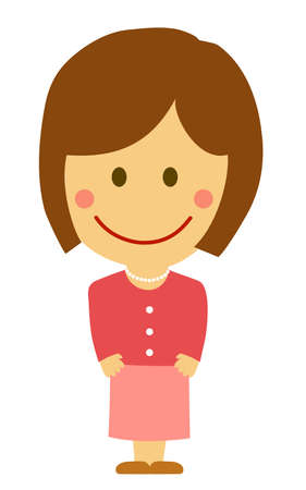 Cartoon deformed young female vector illustration ( Japanese, Asian, mother,mom)のイラスト素材