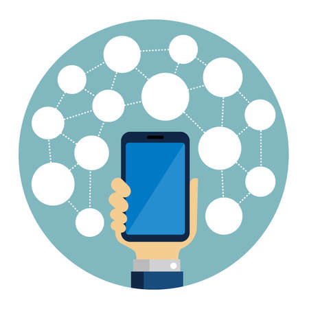 smartphone network template flat illustration (round shape)のイラスト素材