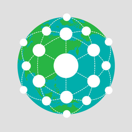 Global network / internet business flat template illustration (design space)のイラスト素材