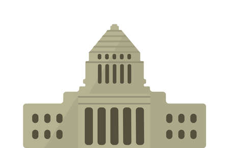 Tokyo landmark building flat vector illustration / Parliament buildingのイラスト素材