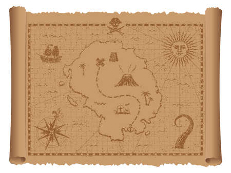 Pirate treasure map vector illustrationのイラスト素材