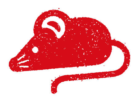 New year stamp illustration for greeting card. mouse/rat cartoon character.のイラスト素材