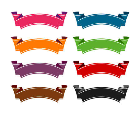 ribbon banner template flat vector illustration setのイラスト素材