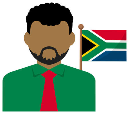 Faceless Business Man with National Flags / South Africa. Flat vector illustration.のイラスト素材