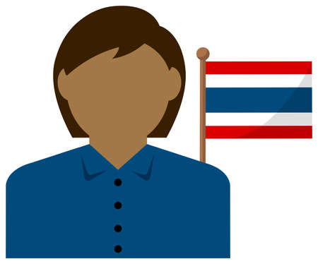 Faceless Business Woman with National Flags / Thailand . Flat vector illustration.のイラスト素材