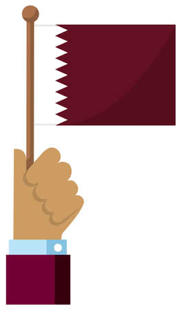 Holding the national flag in hand , flat vector illustration / Qatarのイラスト素材