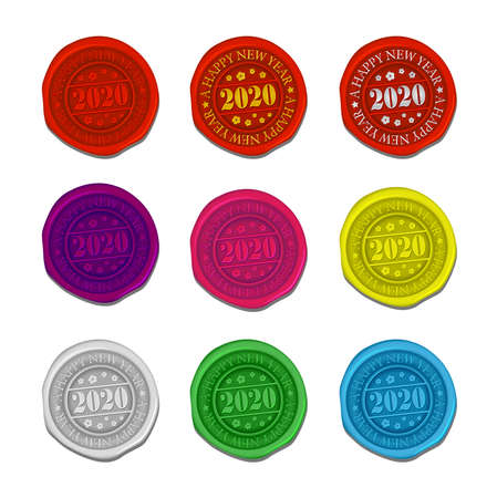2020 sealing wax vector illustration set / a happy new yearのイラスト素材