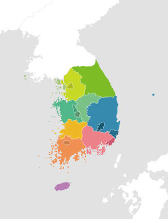 South Korea Administrative Divisions map / No textのイラスト素材