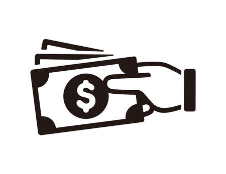 Money on hand, pay money, exchange vector icon illustration (US dollar)のイラスト素材