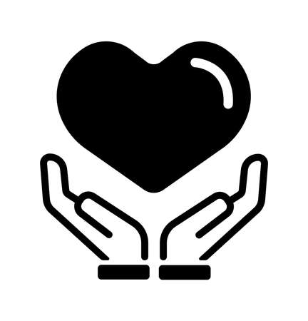 Big Heart with Hands, Love, Health Care, Helpful, Togetherness Vector Icon Illustrationのイラスト素材