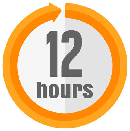 Timer, clock vector color icon illustration ( 12 hours )のイラスト素材