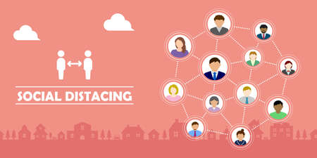 Social distancing ( Corona virus /covid-19 / flu / influenza ) vector banner illustration