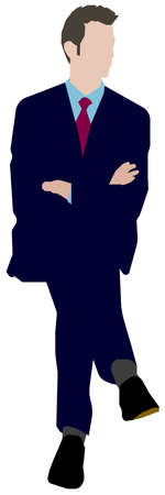 Sitting male business person flat vector illustrationのイラスト素材