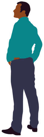 Faceless standing man vector illustration (Black people)のイラスト素材