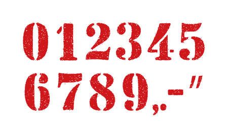 Grunge rubber stamp / imprint numbers illusion set (from 0 to 9 etc.)のイラスト素材