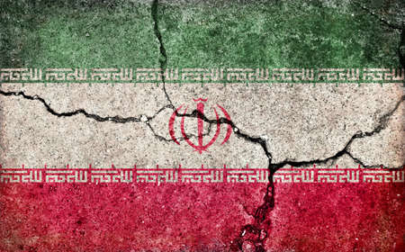 Grunge country flag illustration (cracked concrete background) / Iranの写真素材